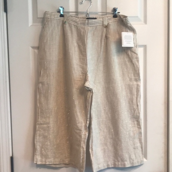 Ellen Tracy size L linen blend crop pants- NWT - Picture 1 of 6